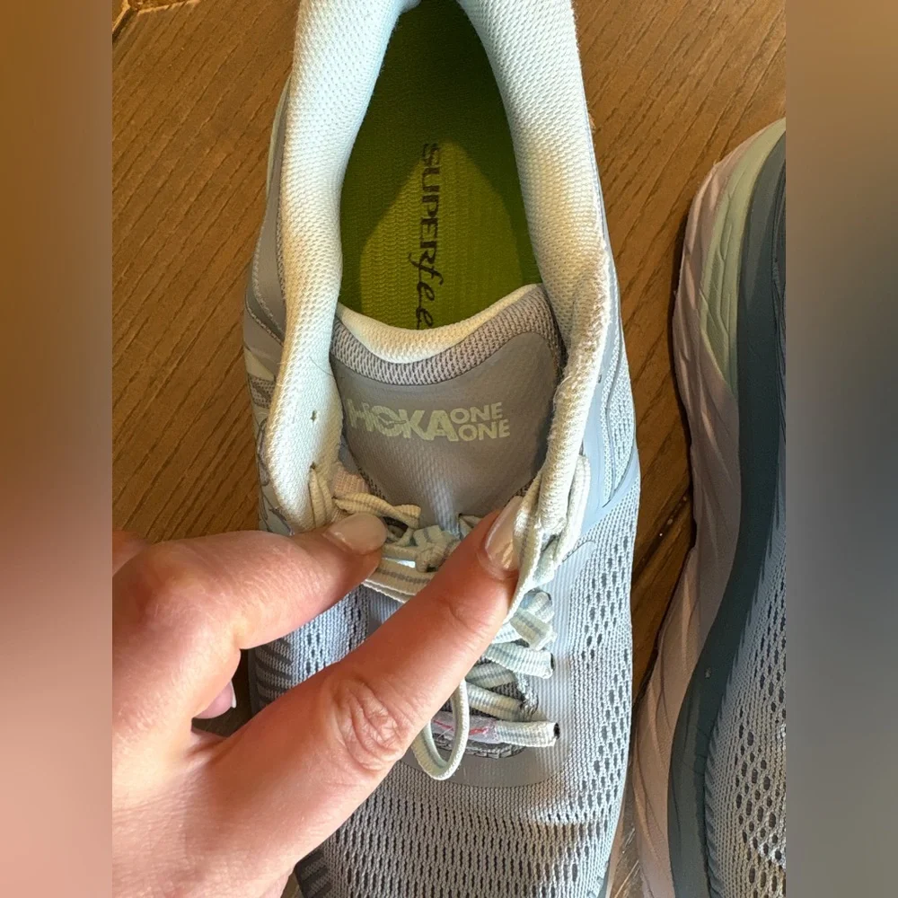 Hoka One One Gray and Blue Athletic Shoes